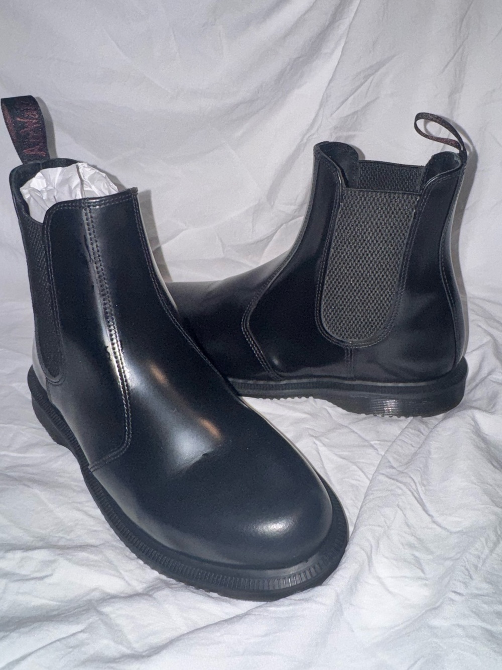 Dr. Martens Flora Chelsea Boots Black Polished Smooth Leather Women’s 8 - Picture 2 of 10